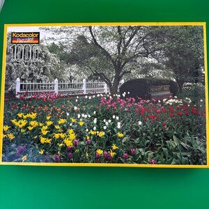 CODACOLOR 1000 JIGSAW PUZZLES "PRESCOT PARK FLOWERS, FENCE, TREE"